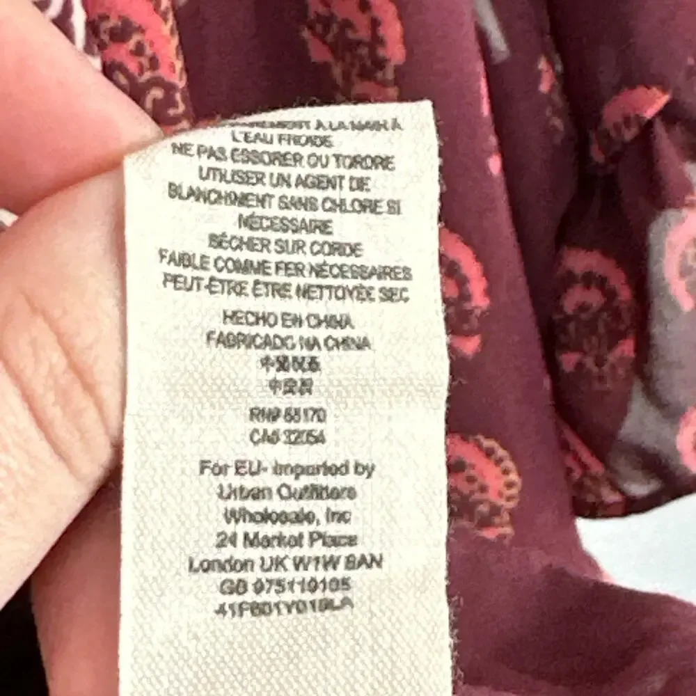 FREE PEOPLE Marla Dreams Dress Wine Red Boho Paisley Pop Flowy Fall Size XS
